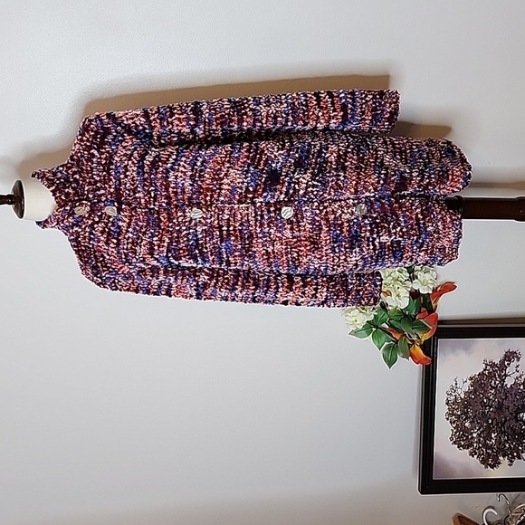 Marc New York Boucle Duster Sweater Teddy Jacket Confetti Long Designer Spring - Picture 3 of 9